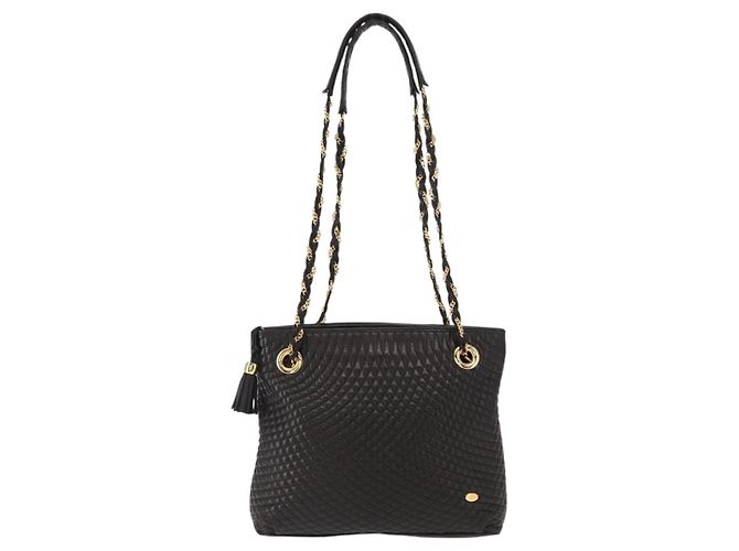 BALLY Borsa a Spalla in Pelle Trapuntata con Catena Nero Oro Auth ka727 D'oro - vista 13