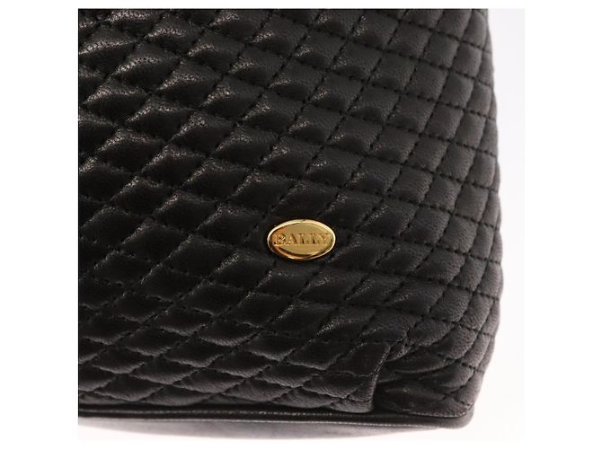 BALLY Borsa a Spalla in Pelle Trapuntata con Catena Nero Oro Auth ka727 D'oro - vista 17