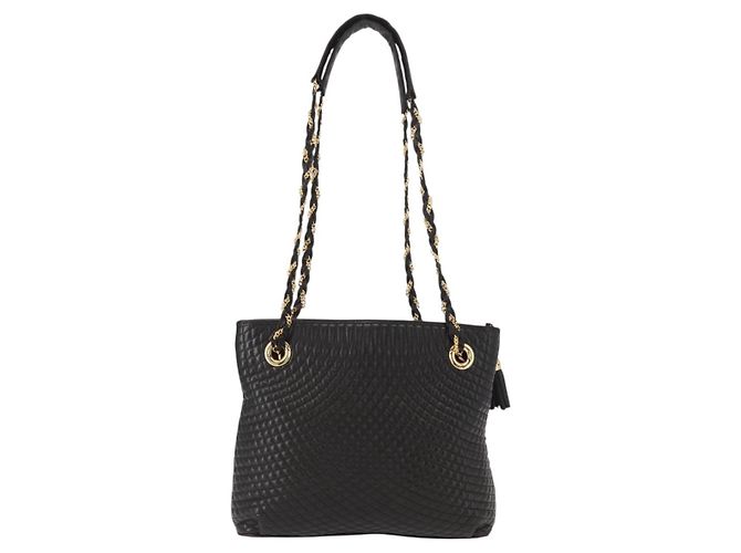BALLY Borsa a Spalla in Pelle Trapuntata con Catena Nero Oro Auth ka727 D'oro - vista 2
