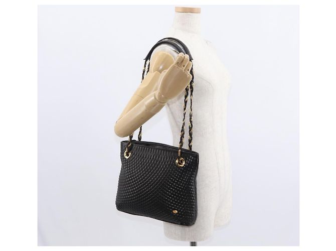 BALLY Borsa a Spalla in Pelle Trapuntata con Catena Nero Oro Auth ka727 D'oro - vista 23