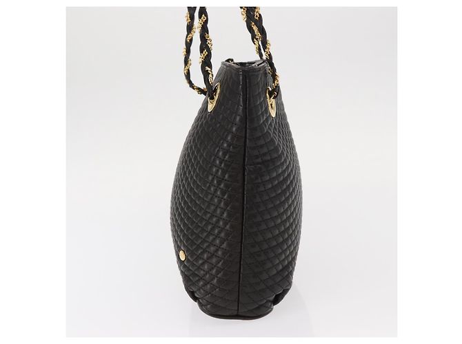 BALLY Borsa a Spalla in Pelle Trapuntata con Catena Nero Oro Auth ka727 D'oro - vista 3
