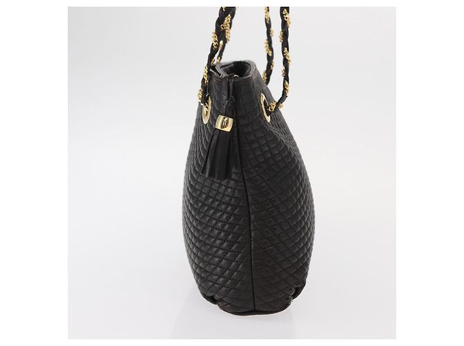 BALLY Borsa a Spalla in Pelle Trapuntata con Catena Nero Oro Auth ka727 D'oro - vista 4