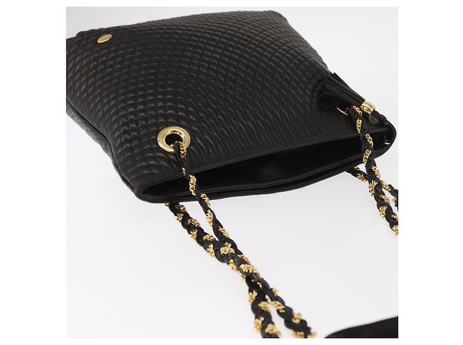 BALLY Borsa a Spalla in Pelle Trapuntata con Catena Nero Oro Auth ka727 D'oro - vista 6