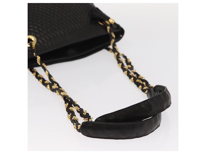 BALLY Borsa a Spalla in Pelle Trapuntata con Catena Nero Oro Auth ka727 D'oro - vista 7