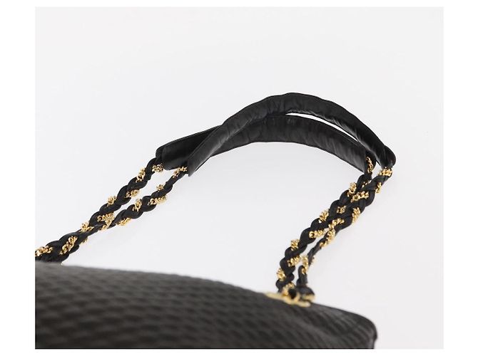 BALLY Borsa a Spalla in Pelle Trapuntata con Catena Nero Oro Auth ka727 D'oro - vista 8