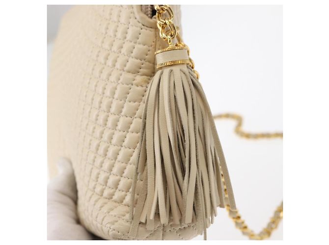 BALLY Borsa a Spalla con Catena Pelle Beige Oro Auth 157787 D'oro - vista 14