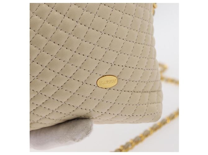 BALLY Borsa a Spalla con Catena Pelle Beige Oro Auth 157787 D'oro - vista 15