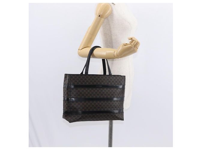 Céline Borsa tote in tela Macadam CELINE in pelle PVC nera e oro Auth 155936 Nero D'oro - vista 27
