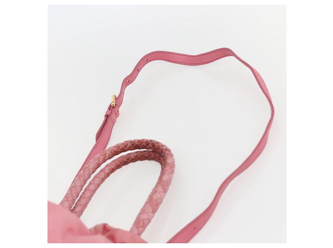 PRADA Borsa a Mano Nylon 2in1 Rosa Oro Auth 156270 D'oro - vista 10