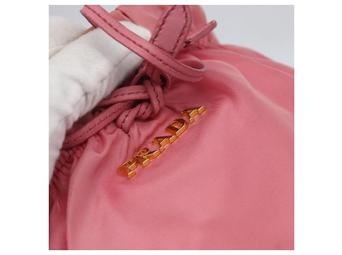 PRADA Borsa a Mano Nylon 2in1 Rosa Oro Auth 156270 D'oro - vista 16