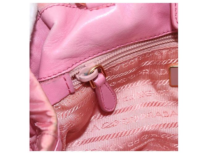 PRADA Borsa a Mano Nylon 2in1 Rosa Oro Auth 156270 D'oro - vista 18