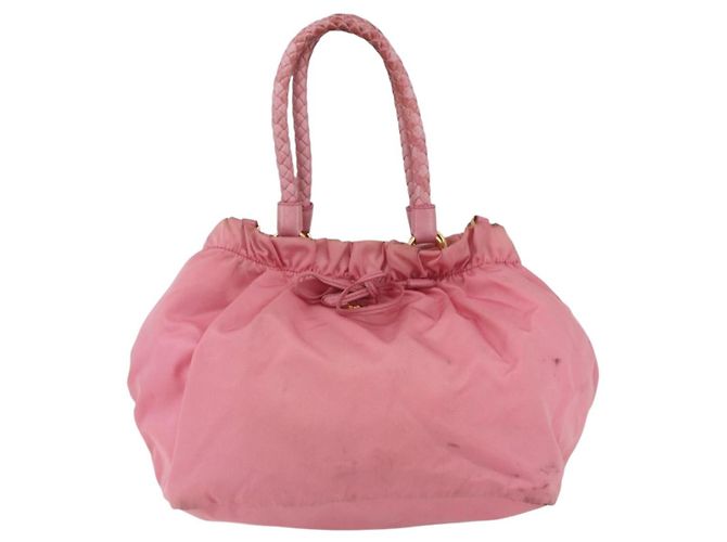 PRADA Borsa a Mano Nylon 2in1 Rosa Oro Auth 156270 D'oro - vista 2