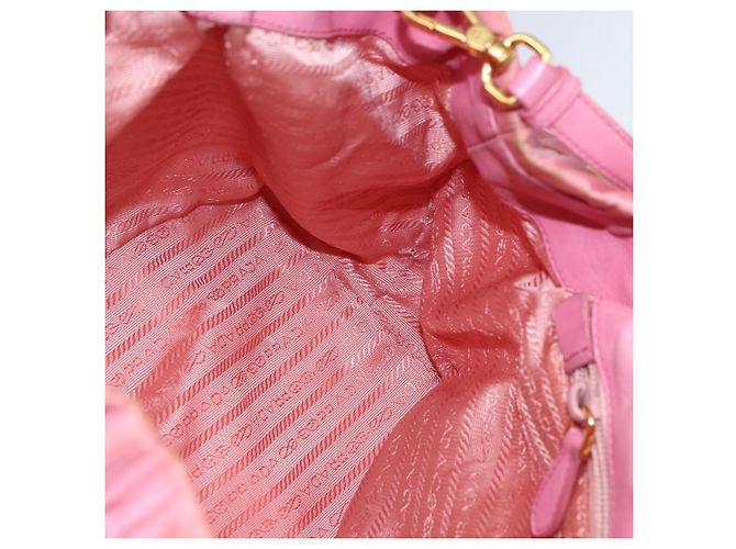 PRADA Borsa a Mano Nylon 2in1 Rosa Oro Auth 156270 D'oro - vista 20