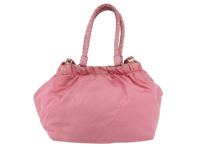 PRADA Borsa a Mano Nylon 2in1 Rosa Oro Auth 156270 D'oro - vista 3