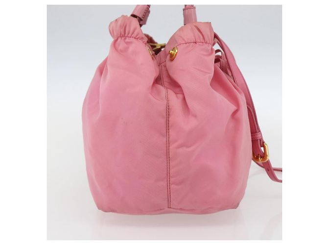 PRADA Borsa a Mano Nylon 2in1 Rosa Oro Auth 156270 D'oro - vista 4