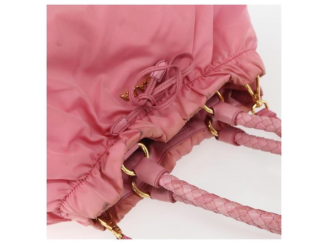PRADA Borsa a Mano Nylon 2in1 Rosa Oro Auth 156270 D'oro - vista 6