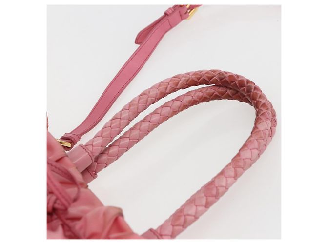 PRADA Borsa a Mano Nylon 2in1 Rosa Oro Auth 156270 D'oro - vista 8