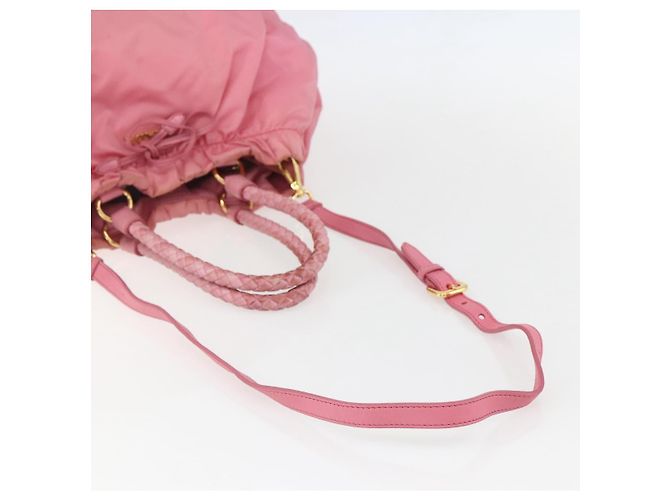 PRADA Borsa a Mano Nylon 2in1 Rosa Oro Auth 156270 D'oro - vista 9