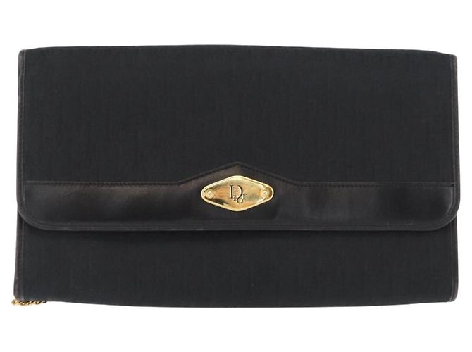 Borsa a spalla in tela Trotter Christian Dior nera e oro Auth 157803 Nero D'oro - vista 2