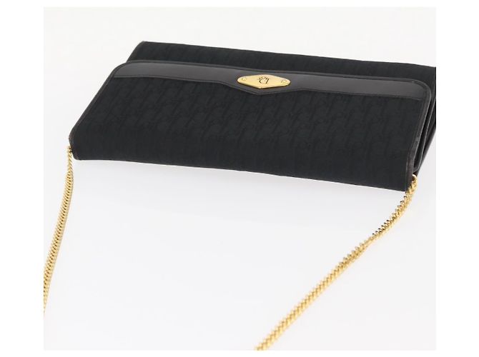 Borsa a spalla in tela Trotter Christian Dior nera e oro Auth 157803 Nero D'oro - vista 6