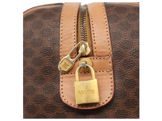 Céline Borsa Boston in tela Macadam CELINE PVC marrone oro Auth BA8179 D'oro - vista 14