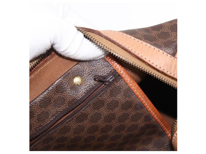 Céline Borsa Boston in tela Macadam CELINE PVC marrone oro Auth BA8179 D'oro - vista 20