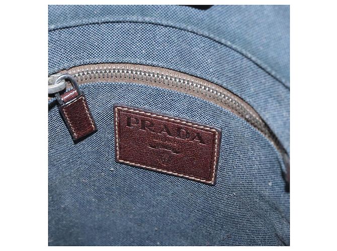 Borsa a Spalla PRADA in Tela Blu Navy Argento Auth ka744 - vista 14