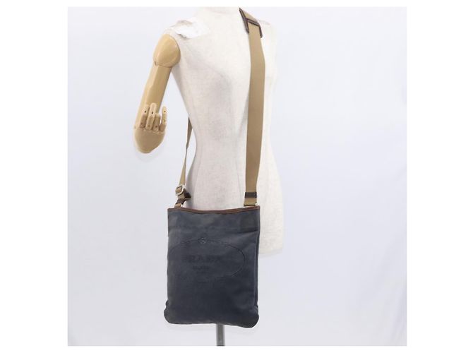 Borsa a Spalla PRADA in Tela Blu Navy Argento Auth ka744 - vista 22