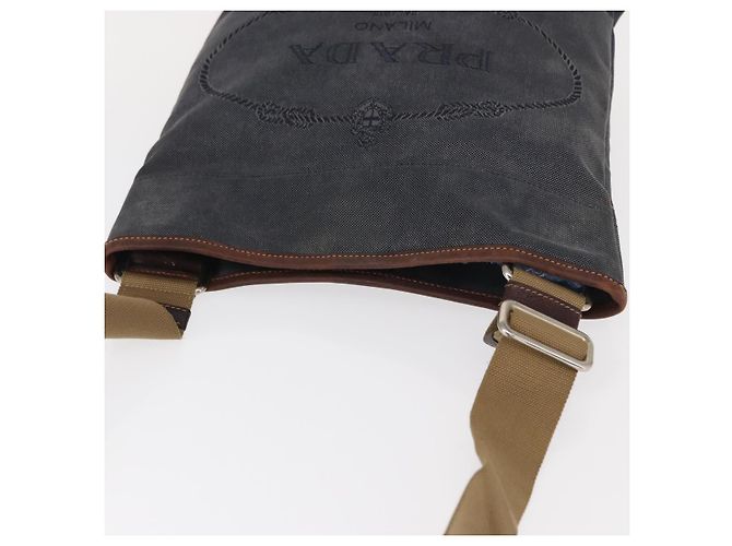 Borsa a Spalla PRADA in Tela Blu Navy Argento Auth ka744 - vista 6