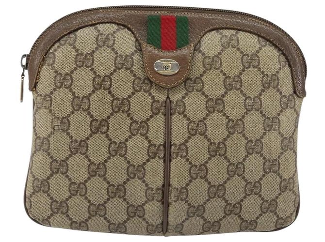 Borsa Sherry Line GG Supreme Web di GUCCI in PVC beige e oro 904 02 047 Auth 156831 D'oro - vista 2