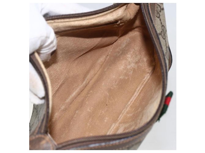 Borsa Sherry Line GG Supreme Web di GUCCI in PVC beige e oro 89 02 054 Auth 157071 D'oro - vista 17