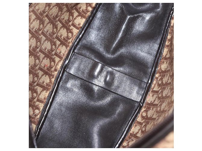 Borsa a Spalla in Tela Trotter Christian Dior Marrone Auth 156003 - vista 12