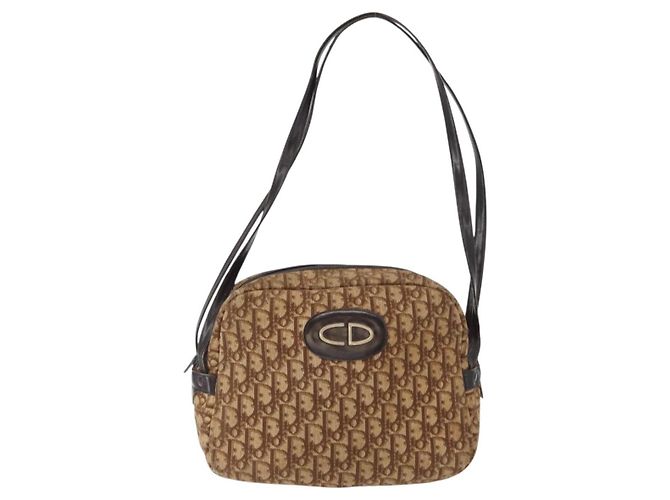 Borsa a Spalla in Tela Trotter Christian Dior Marrone Auth 156003 - vista 13