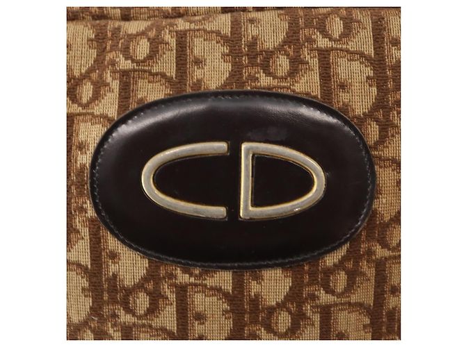 Borsa a Spalla in Tela Trotter Christian Dior Marrone Auth 156003 - vista 18