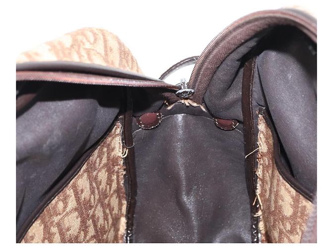 Borsa a Spalla in Tela Trotter Christian Dior Marrone Auth 156003 - vista 19