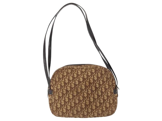 Borsa a Spalla in Tela Trotter Christian Dior Marrone Auth 156003 - vista 2