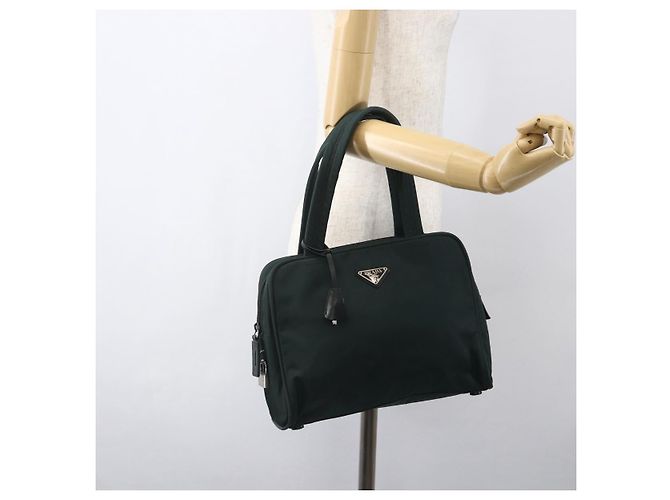 PRADA Handtasche Nylon Grün Silber Auth 151461 - Ansicht 25