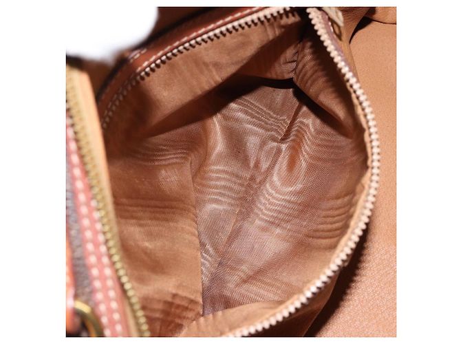 Céline Borsa a mano in tela Macadam CELINE in pelle PVC marrone oro Auth 154710 D'oro - vista 11