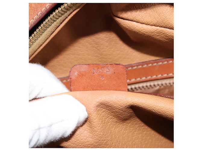 Céline Borsa a mano in tela Macadam CELINE in pelle PVC marrone oro Auth 154710 D'oro - vista 12