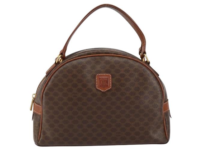 Céline Borsa a mano in tela Macadam CELINE in pelle PVC marrone oro Auth 154710 D'oro - vista 13