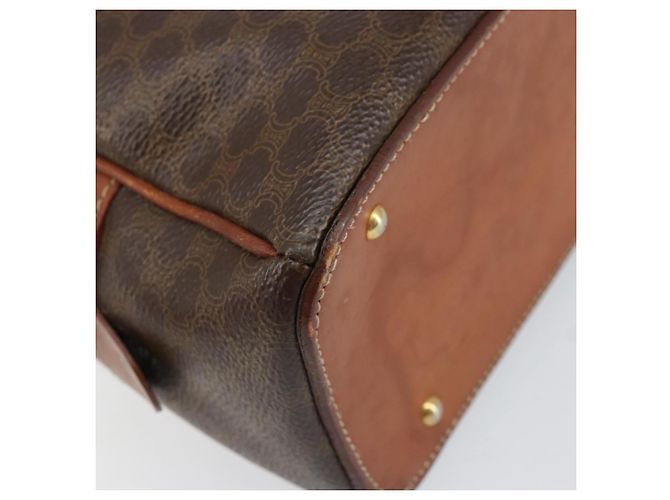 Céline Borsa a mano in tela Macadam CELINE in pelle PVC marrone oro Auth 154710 D'oro - vista 17