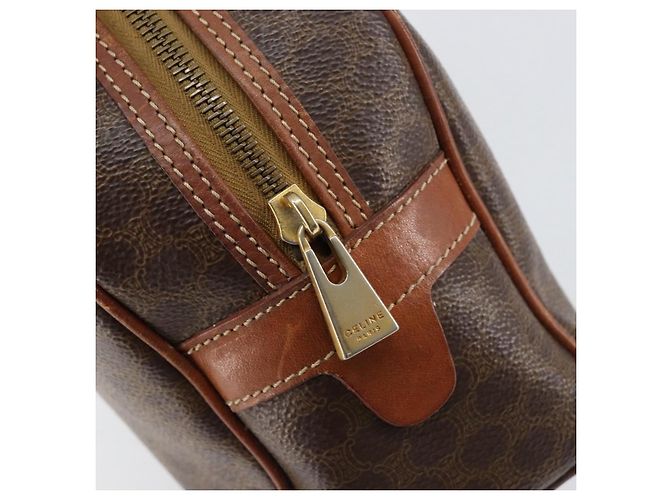 Céline Borsa a mano in tela Macadam CELINE in pelle PVC marrone oro Auth 154710 D'oro - vista 19
