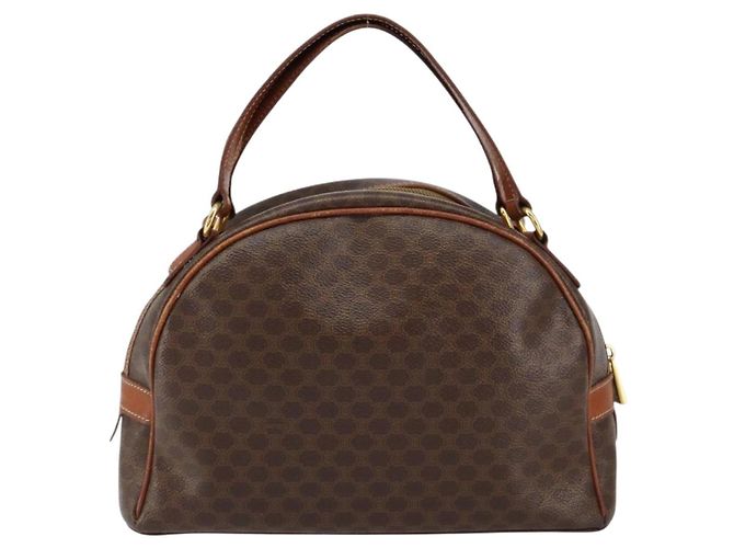 Céline Borsa a mano in tela Macadam CELINE in pelle PVC marrone oro Auth 154710 D'oro - vista 2
