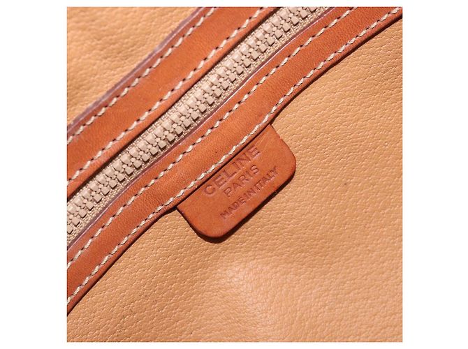 Céline Borsa a mano in tela Macadam CELINE in pelle PVC marrone oro Auth 154710 D'oro - vista 20