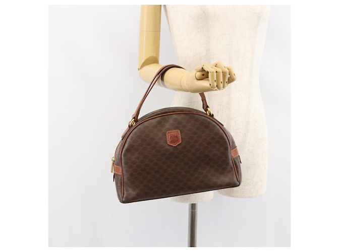 Céline Borsa a mano in tela Macadam CELINE in pelle PVC marrone oro Auth 154710 D'oro - vista 24