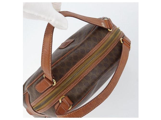 Céline Borsa a mano in tela Macadam CELINE in pelle PVC marrone oro Auth 154710 D'oro - vista 6