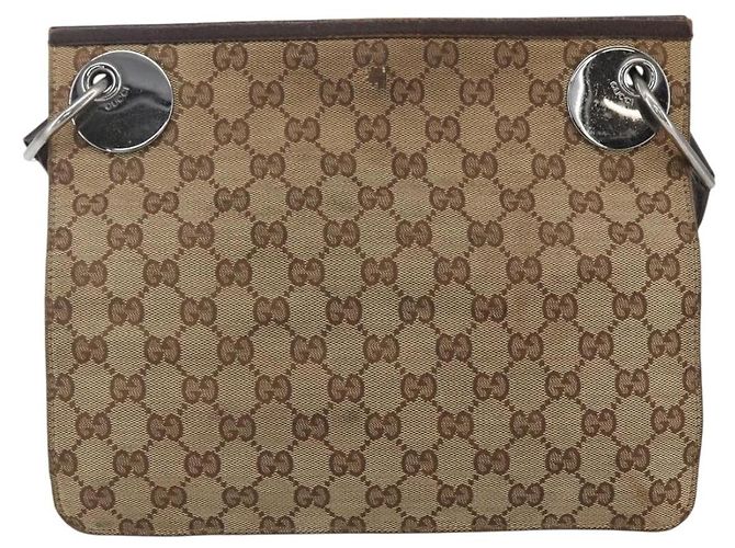 Borsa a Spalla GG Canvas Gucci Beige Argento 120841 Auth 151597 - vista 13