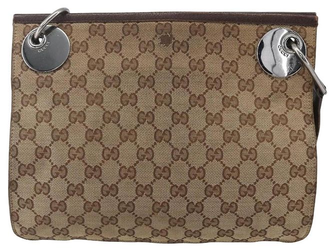 Borsa a Spalla GG Canvas Gucci Beige Argento 120841 Auth 151597 - vista 2