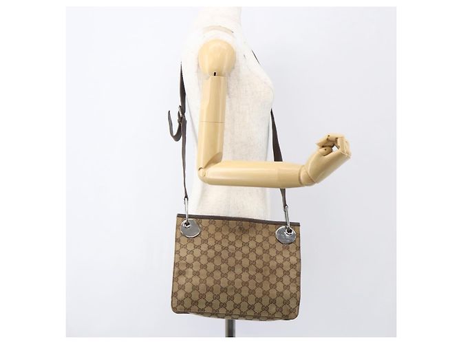 Borsa a Spalla GG Canvas Gucci Beige Argento 120841 Auth 151597 - vista 20