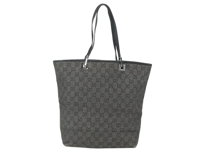 Borsa Tote GG Canvas Gucci Nera Argento 31243 Auth 151751 Nero - vista 2